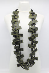 LOVE Ribbon Necklaces Set - Yellow/Black, Racing Green/Black - Jianhui London