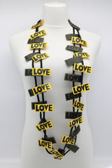 LOVE Ribbon Necklaces Set - Yellow/Black, Racing Green/Black - Jianhui London