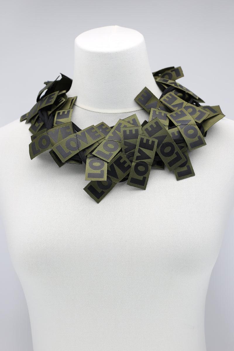 LOVE Ribbon Necklaces Set - Yellow/Black, Racing Green/Black - Jianhui London
