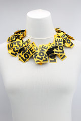 LOVE Ribbon Necklaces Set - Yellow/Black, Racing Green/Black - Jianhui London