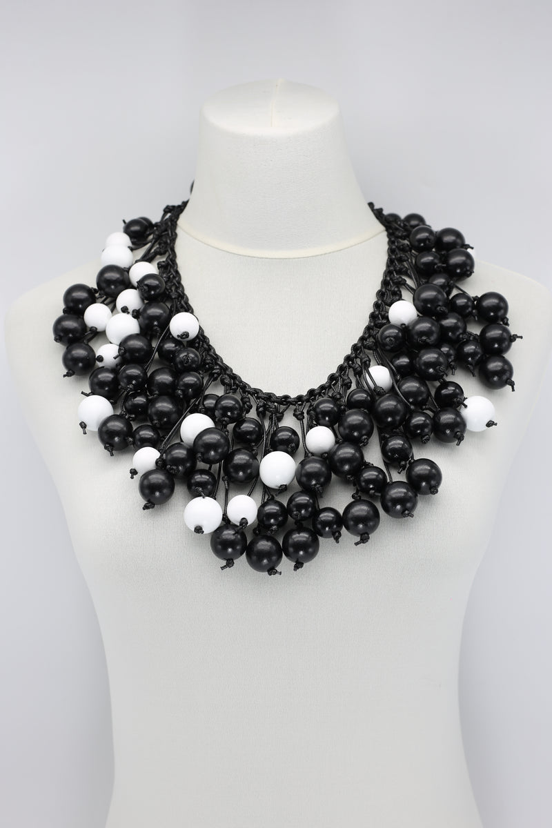 Berry Beads on Hand-woven Leatherette Necklace - Jianhui London