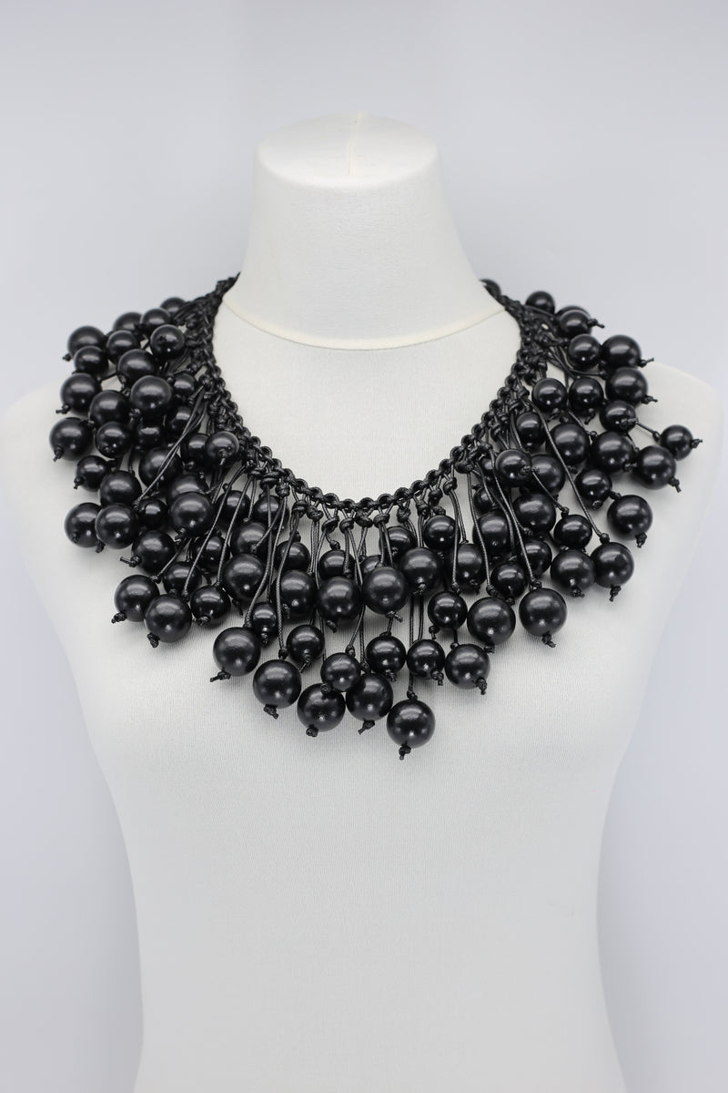Berry Beads on Hand-woven Leatherette Necklace - Jianhui London