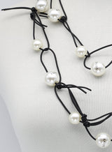 Faux Pearl "Love" on Leatherette Chain Necklace - Jianhui London