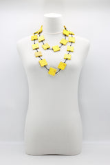 RECYCLED WOOD SQUARES NECKLACES YELLOW GRAFFITI - LARGE - Jianhui London