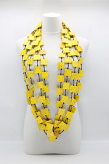 RECYCLED WOOD SQUARES NECKLACES YELLOW GRAFFITI - LARGE - Jianhui London