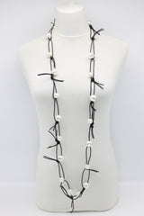 Faux Pearl "Love" on Leatherette Chain Necklace - Jianhui London