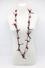Round Beads on Leatherette Chain Necklaces Set - Jianhui London