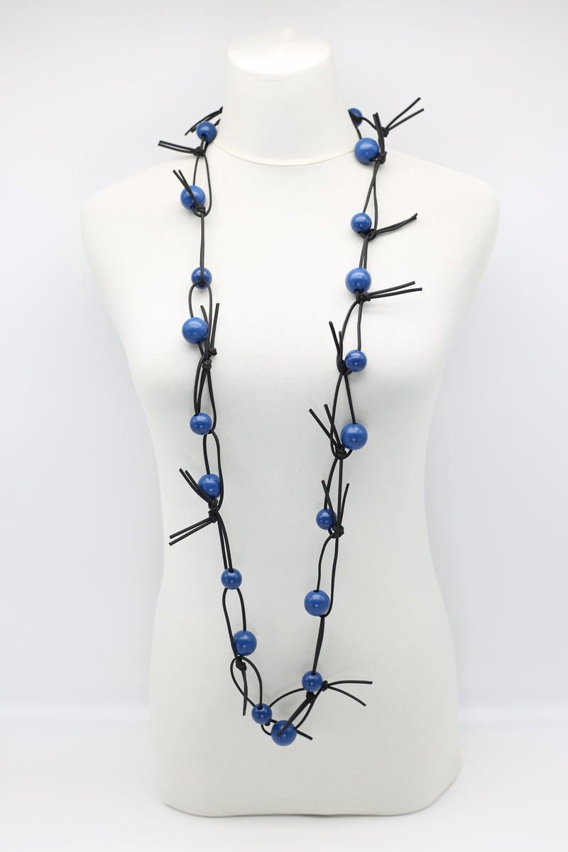 Round Beads on Leatherette Chain Necklaces Set - Jianhui London