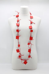 Wooden Squares on Leatherette Chain Necklaces - Jianhui London