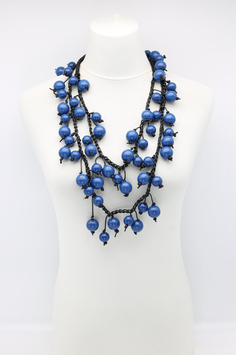 Berry Beads on Cotton Cord Necklace - Long - Jianhui London