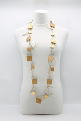 Wooden Squares on Leatherette Chain Necklaces - Jianhui London