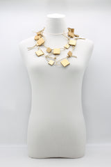 Wooden Squares on Leatherette Chain Necklaces - Jianhui London