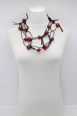 Round Beads on Leatherette Chain Necklaces Set - Jianhui London