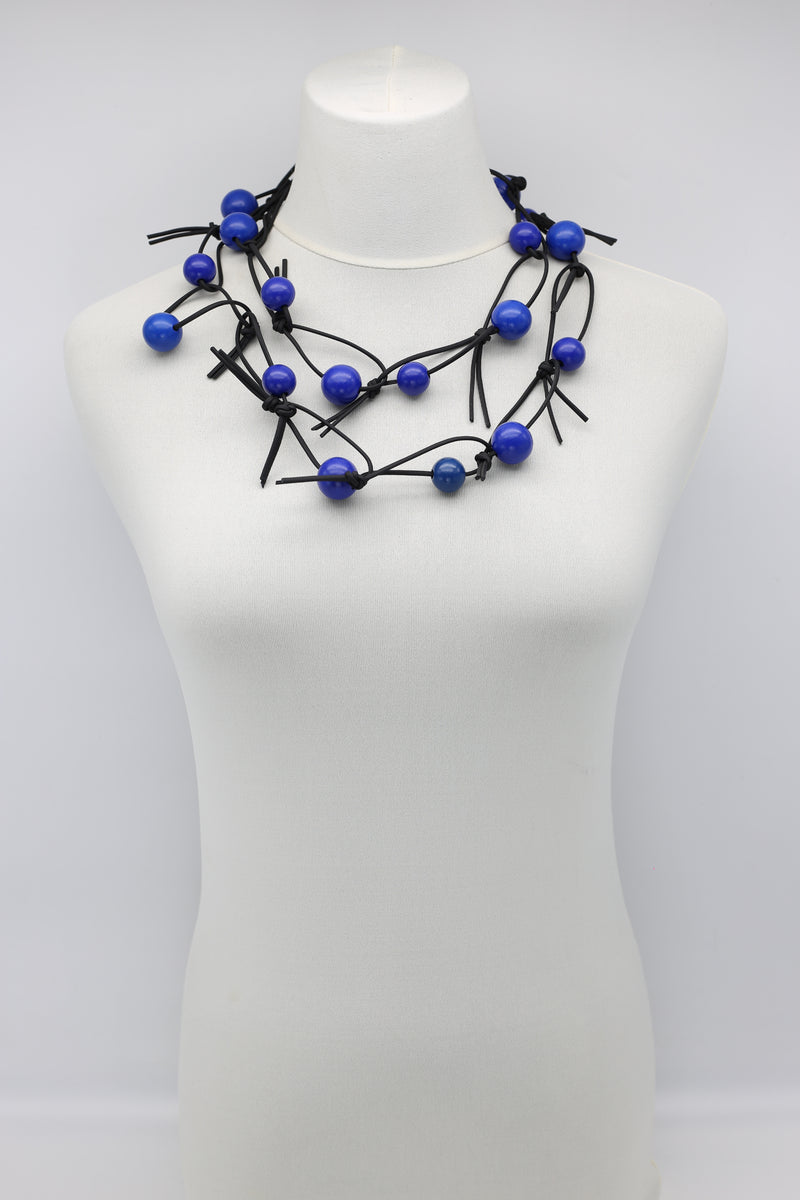 Round Beads on Leatherette Chain Necklaces Set - Jianhui London