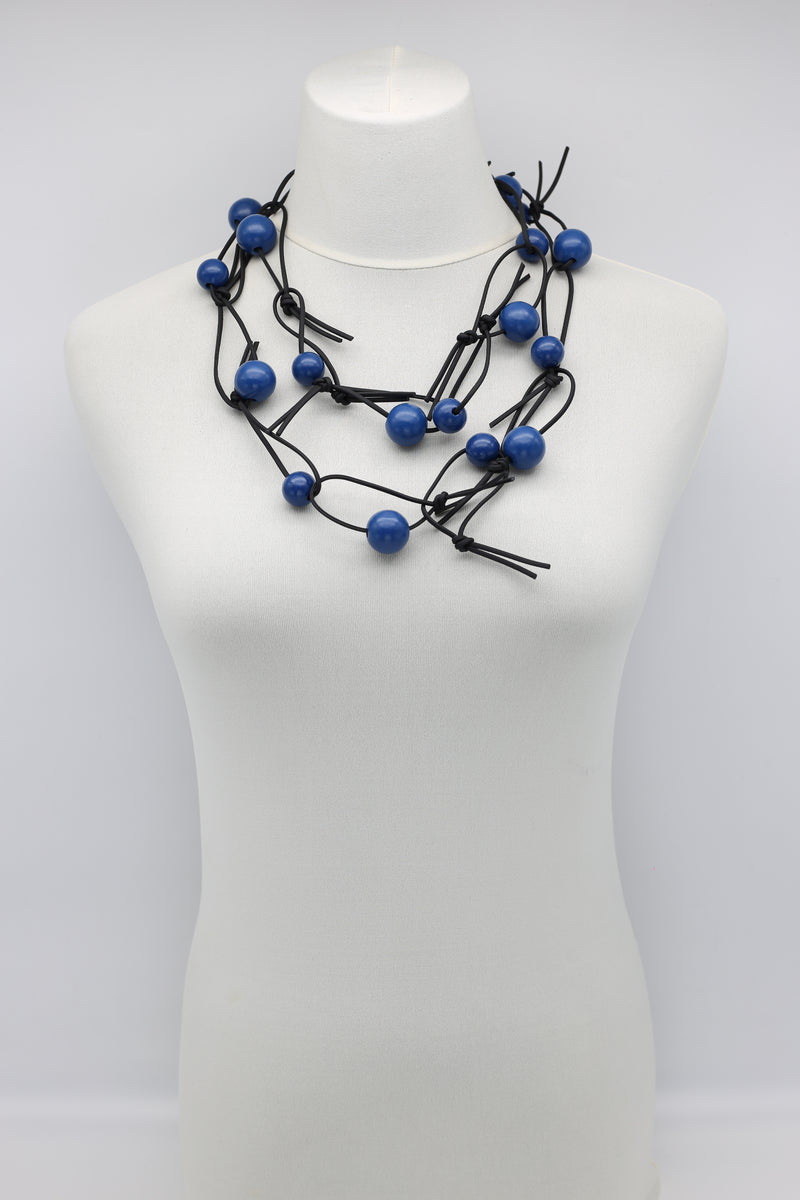 Round Beads on Leatherette Chain Necklaces Set - Jianhui London