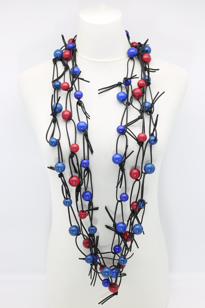 Round Beads on Leatherette Chain Necklaces Set - Jianhui London