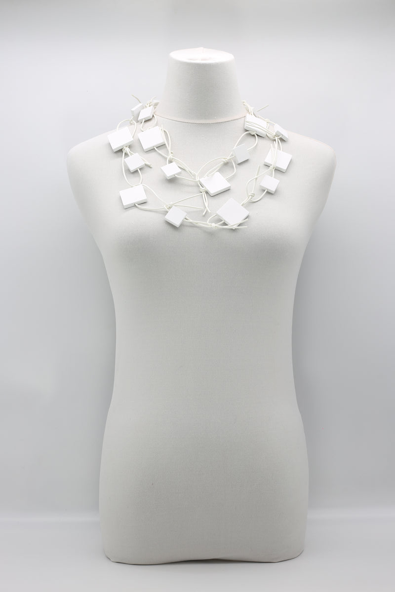 Wooden Squares on Leatherette Chain Necklaces - Jianhui London