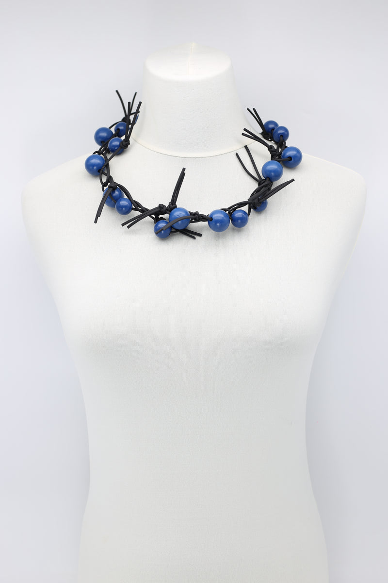 Round Beads on Leatherette Chain Necklaces Set - Jianhui London