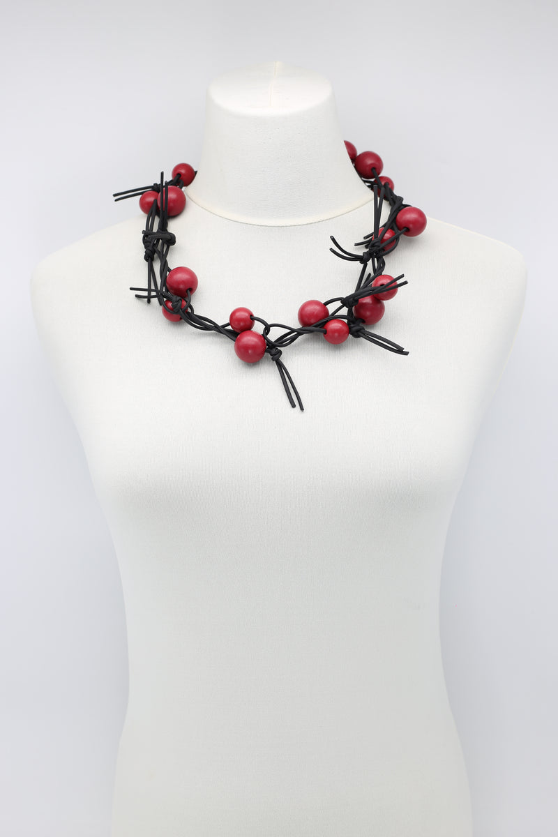 Round Beads on Leatherette Chain Necklaces Set - Jianhui London