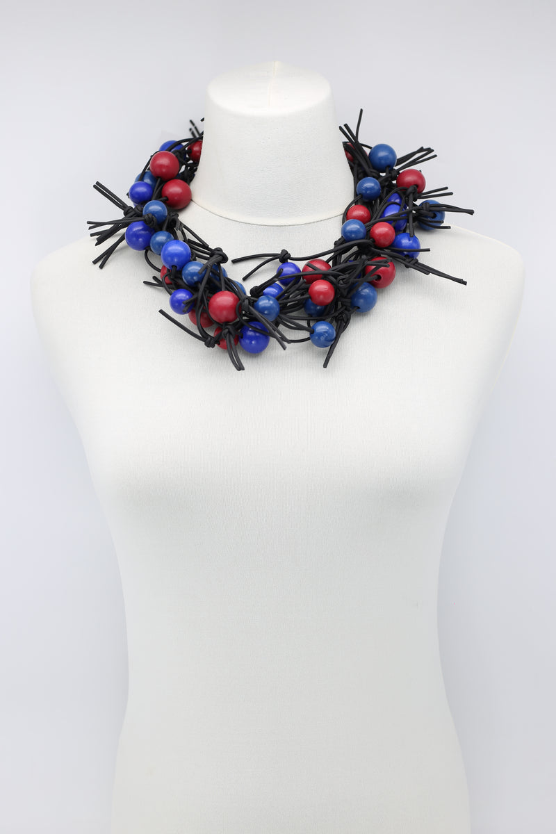 Round Beads on Leatherette Chain Necklaces Set - Jianhui London