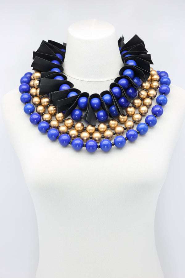 U-shaped Leatherette & Round Beads Necklaces Set - Jianhui London