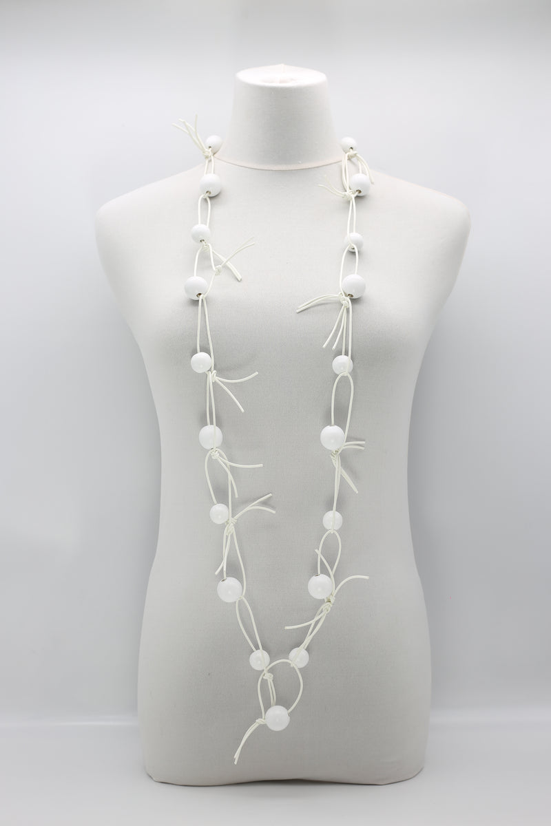 Round Beads on Leatherette Chain Necklace - Jianhui London