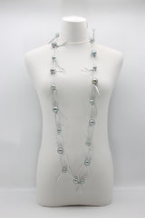 Faux Pearls on Leatherette Chain Necklace - Jianhui London