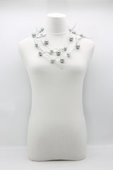 Faux Pearls on Leatherette Chain Necklace - Jianhui London
