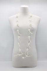 Faux Pearls on Leatherette Chain Necklace - Jianhui London