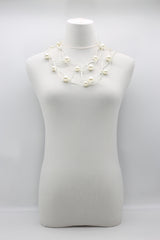 Faux Pearls on Leatherette Chain Necklace - Jianhui London