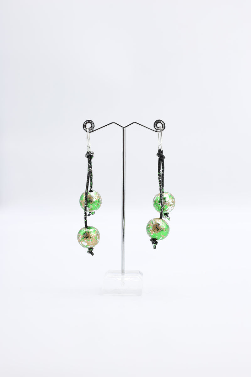 Round Wooden Beads Earrings - Hand gilded - Jianhui London