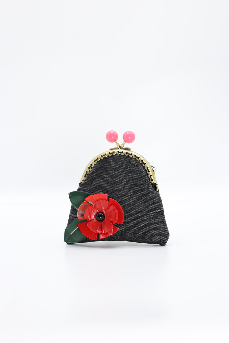Handmade Small Purses - Recycled Charcoal Denim - Jianhui London