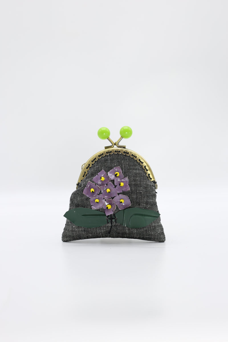 Handmade Small Purses - Recycled Charcoal Denim - Jianhui London