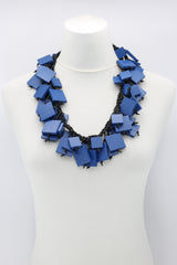Wooden Squares on Cotton Cord Necklace - Long - Jianhui London