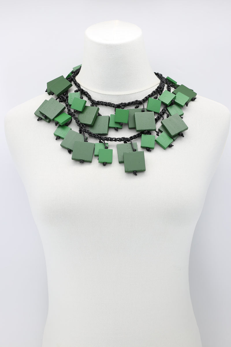 Squares & Berry Necklaces Set Spring Green/Racing Green/Red - Jianhui London