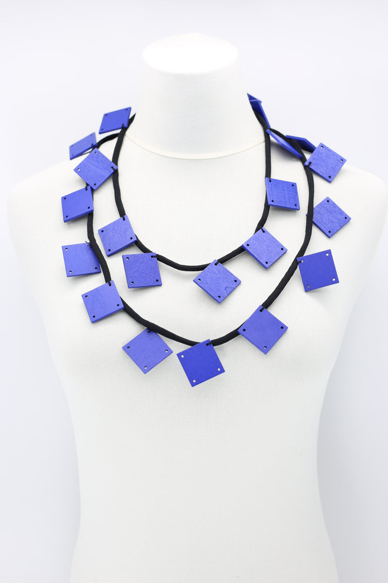 Wooden Squares on Cord Necklaces - Large - Jianhui London