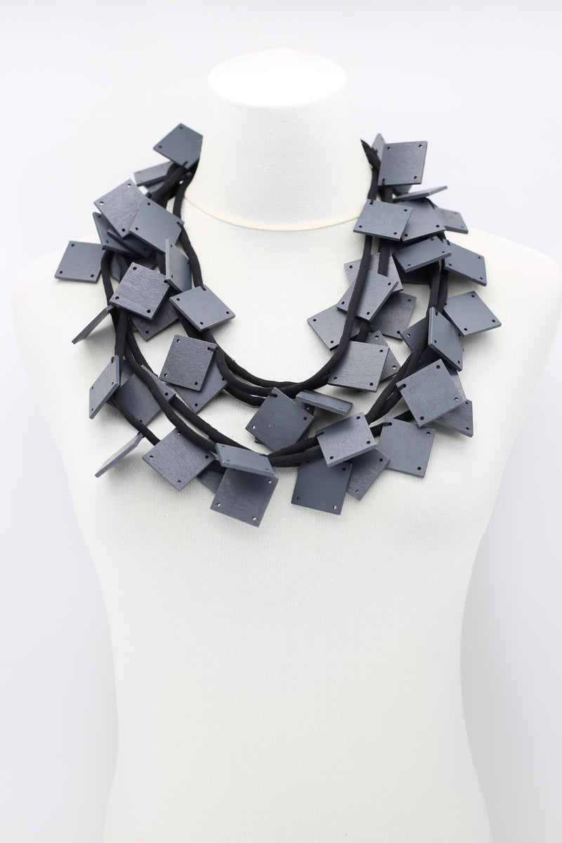 Wooden Squares on Cord Necklaces - Large - Jianhui London
