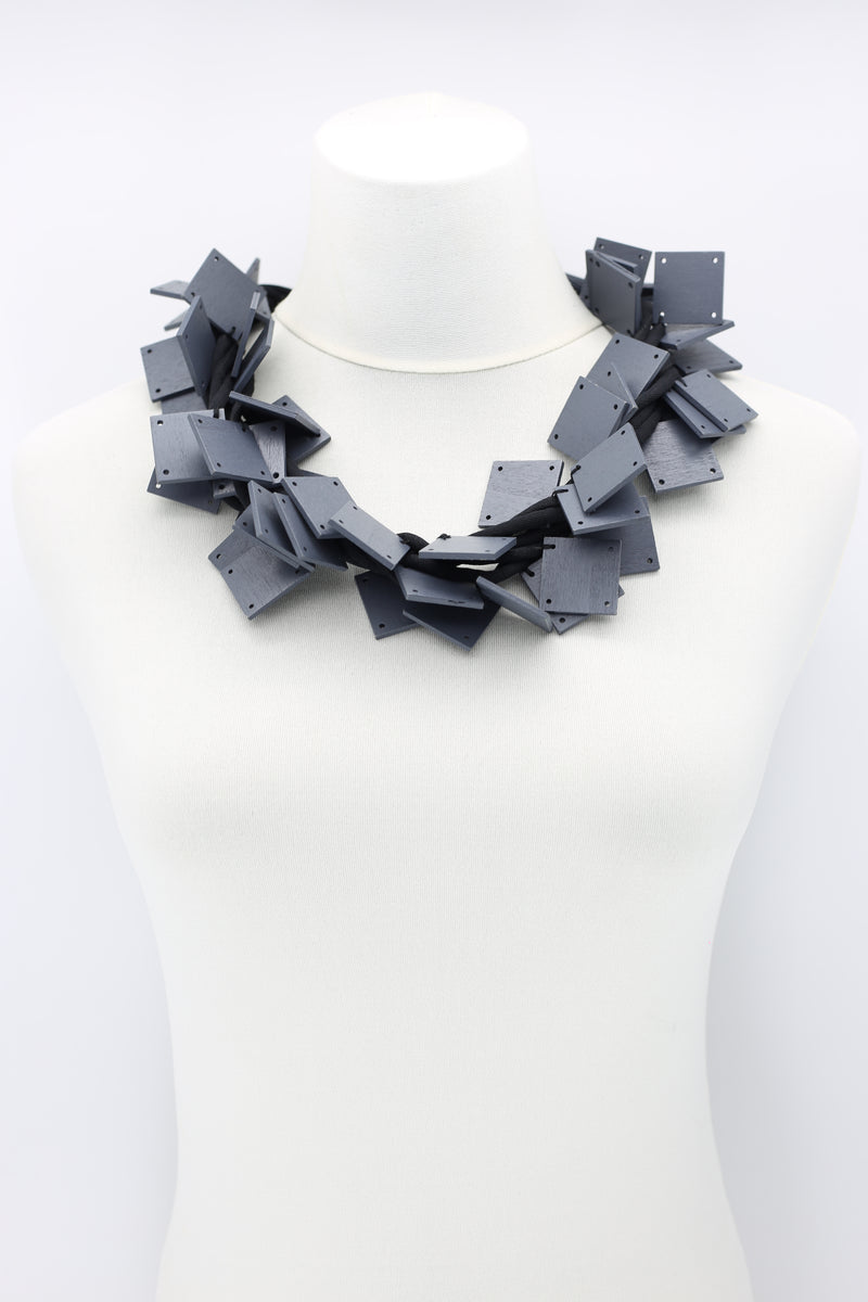 Wooden Squares on Cord Necklaces - Large - Jianhui London