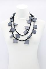 Wooden Squares on Cord Necklaces - Large - Jianhui London