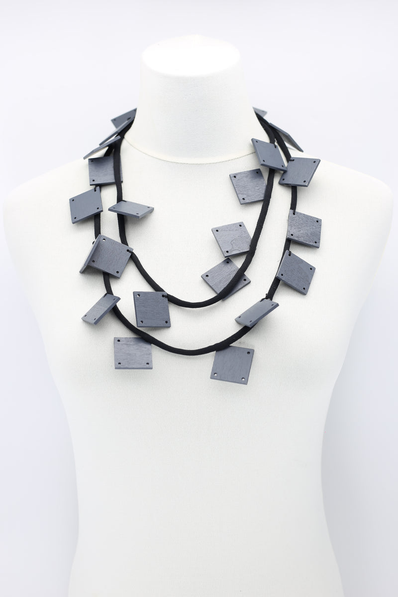 Wooden Squares on Cord Necklaces - Large - Jianhui London