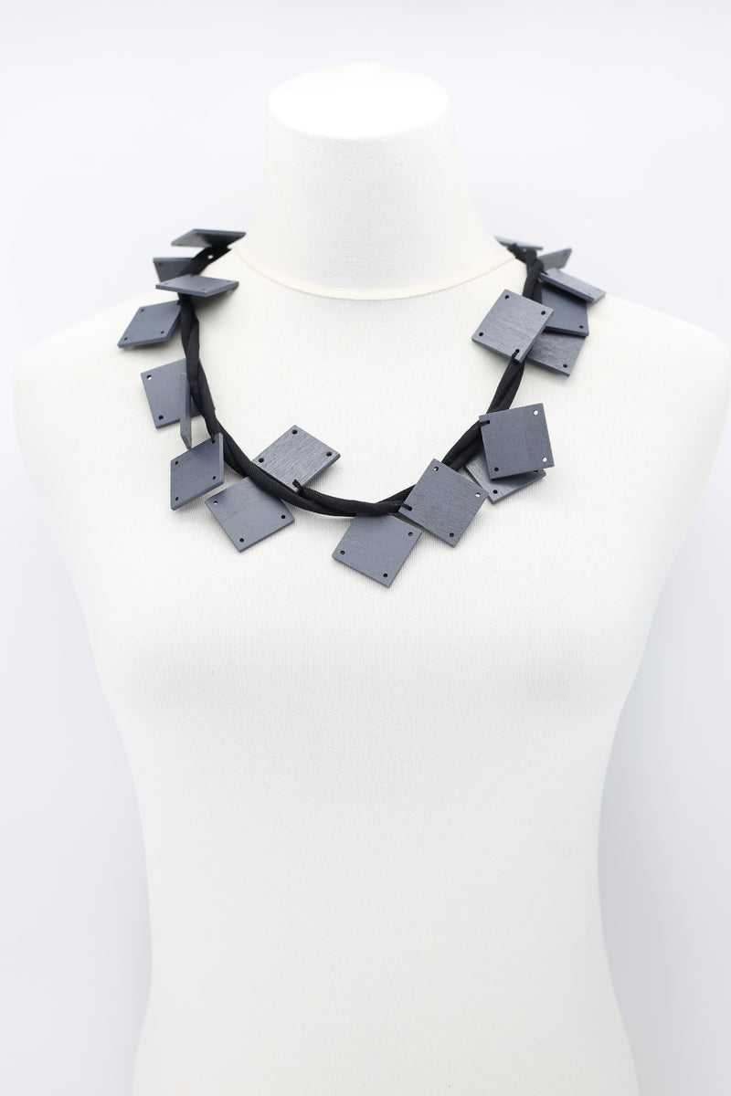 Wooden Squares on Cord Necklaces - Large - Jianhui London