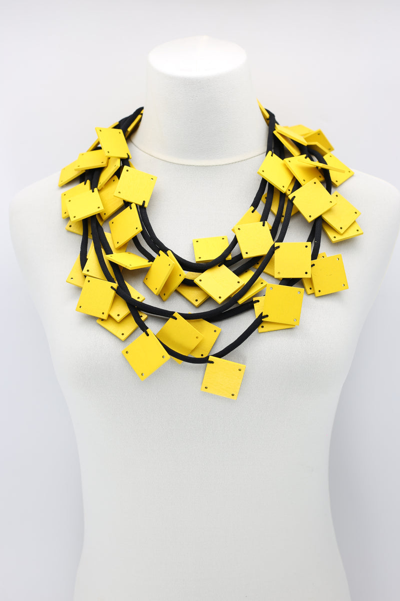 Wooden Squares on Cord Necklaces - Large - Jianhui London