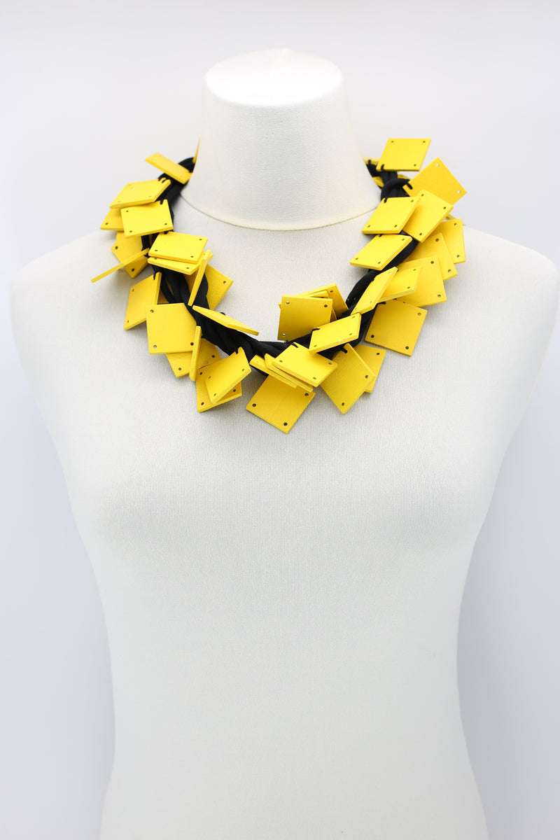 Wooden Squares on Cord Necklaces - Large - Jianhui London