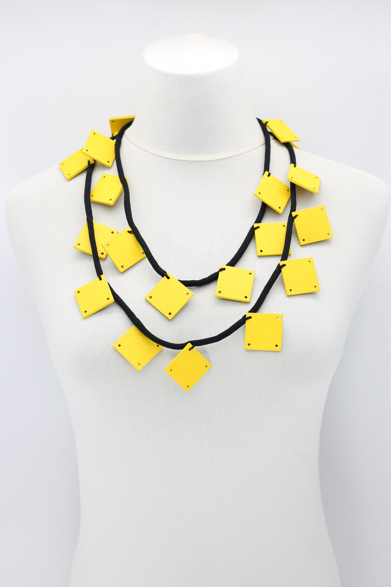 Wooden Squares on Cord Necklaces - Large - Jianhui London