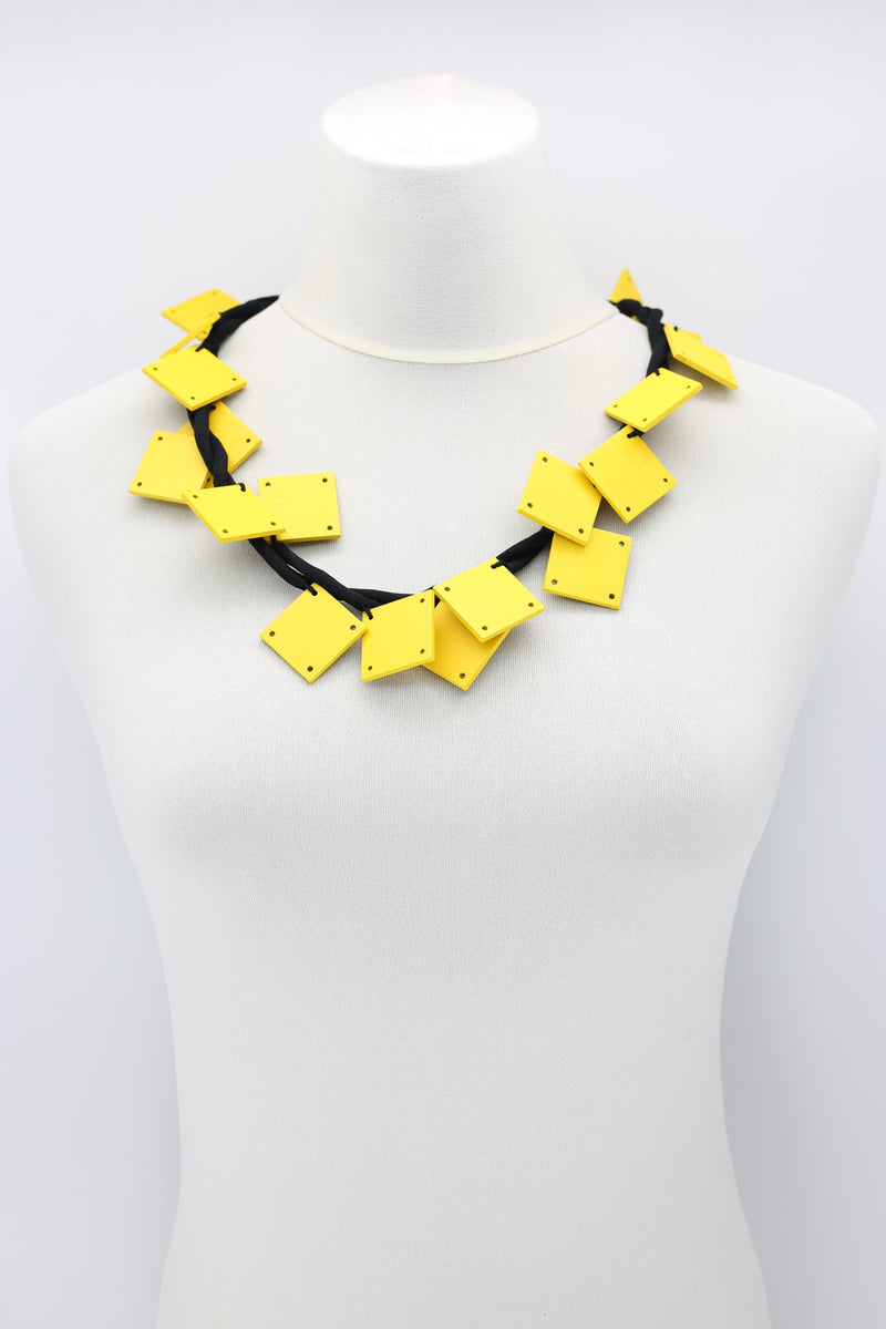 Wooden Squares on Cord Necklaces - Large - Jianhui London