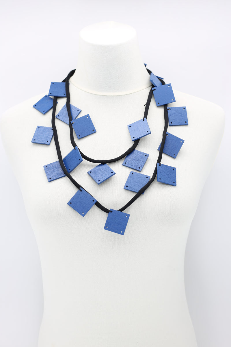 Wooden Squares on Cord Necklaces - Large - Jianhui London