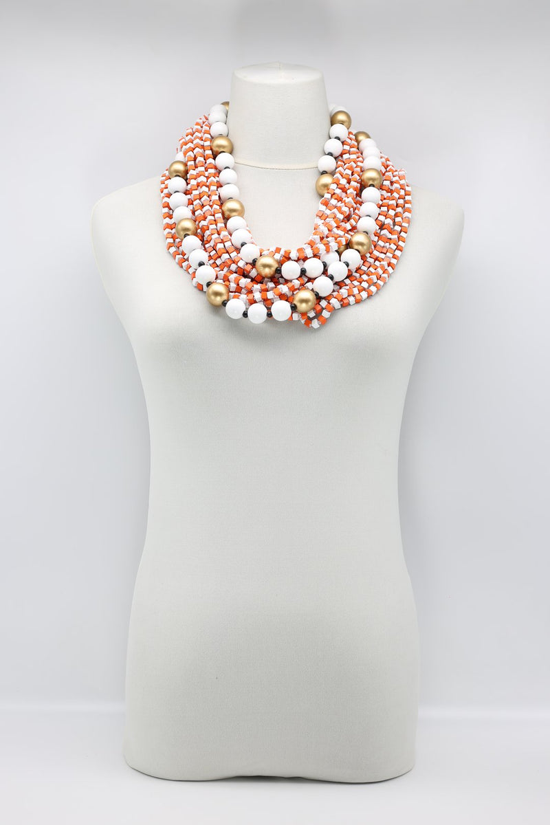 Next Pashmina - Mosaic & Round Beads Necklace Set - Jianhui London