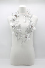 Aqua Water Lily Leaf Necklaces - Hand-gilded - Long - Jianhui London