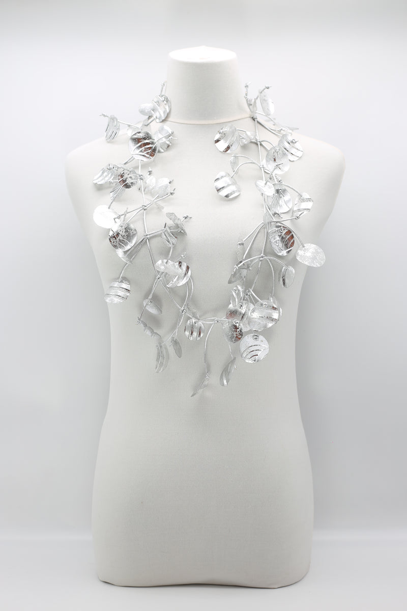 Aqua Water Lily Leaf Necklaces - Hand-gilded - Long - Jianhui London