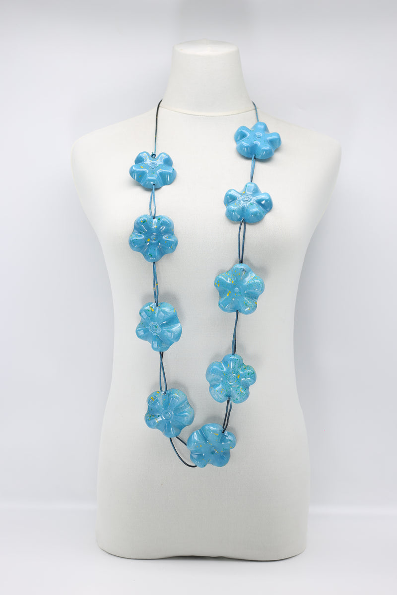 Upcycled plastic bottles - Aqua Plain Necklace - Hand-painted - Large - Jianhui London
